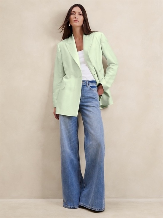 Banana Republic Jackets & Blazers - Banana Republic Pale Green Hourglass Italian Viscose Linen Blazer